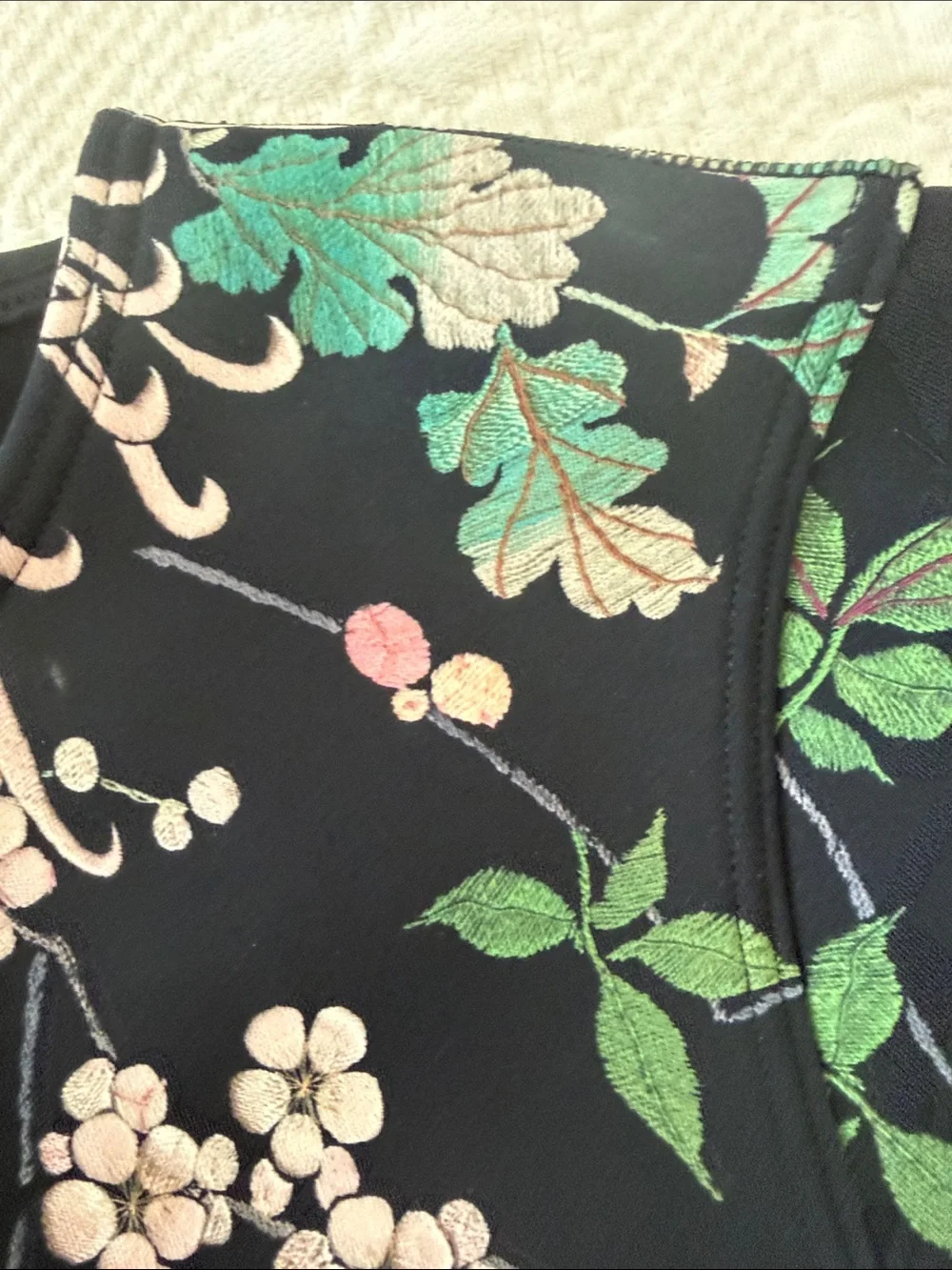 Johnny Was Black Floral Zip-Front neoprene wetsuit  with Pink & Yellow Accents